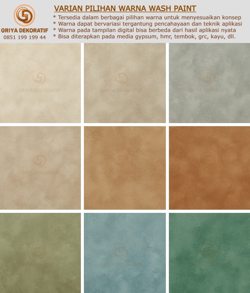 Ada beberapa pilihan warna wash paint yang menarik pada gambar ini sehingga bisa menjadi acuan motif pada dinding ruangan baik interior maupun eksterior