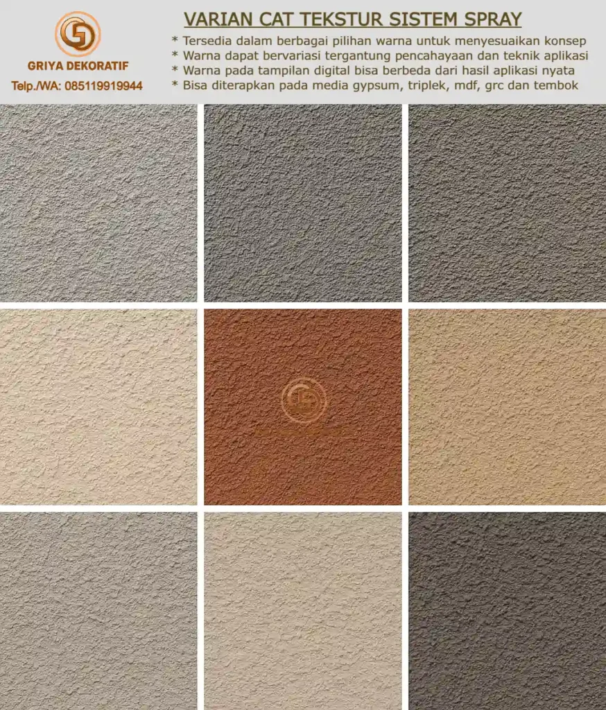 beberapa contoh warna cat tekstur kamprot model spray