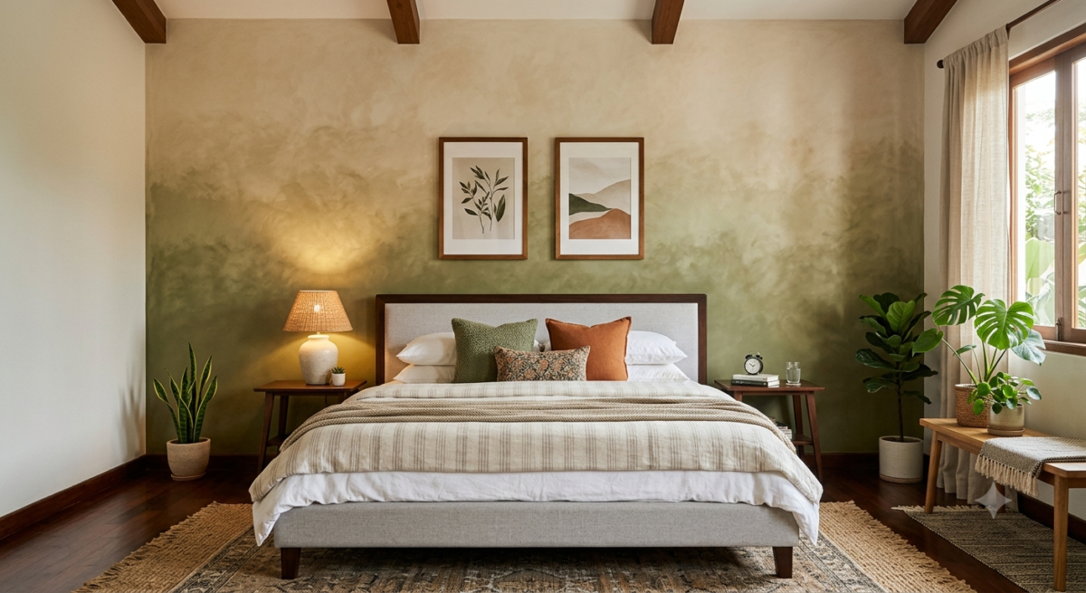 Inspirasi Cat Dekoratif pada Dinding Headboard Kamar